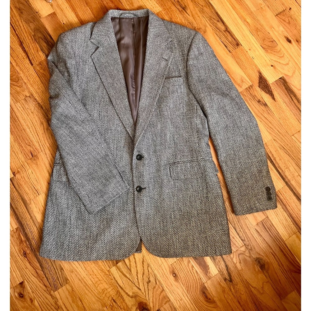 Vintage 80's Haggar Clothing Company Men Tweed Suit Blazer Jacket